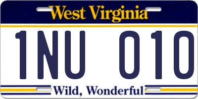 WV license plate 1NU010