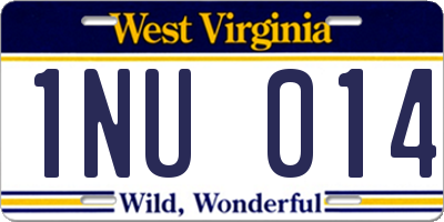 WV license plate 1NU014