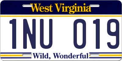 WV license plate 1NU019