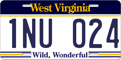 WV license plate 1NU024