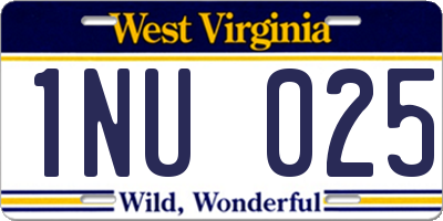WV license plate 1NU025