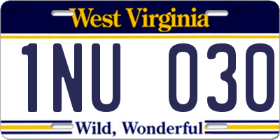 WV license plate 1NU030