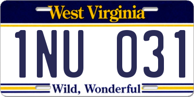 WV license plate 1NU031