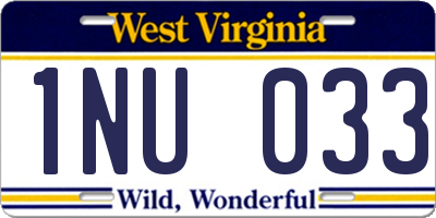 WV license plate 1NU033