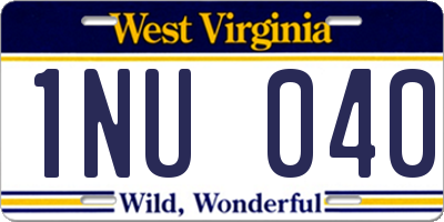 WV license plate 1NU040