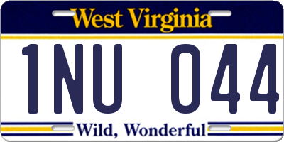 WV license plate 1NU044