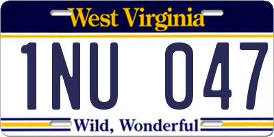 WV license plate 1NU047