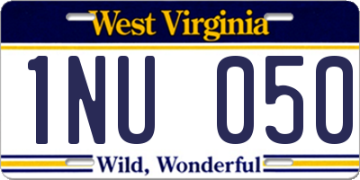 WV license plate 1NU050