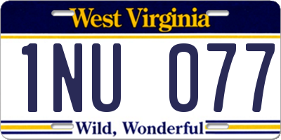 WV license plate 1NU077
