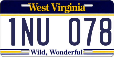 WV license plate 1NU078