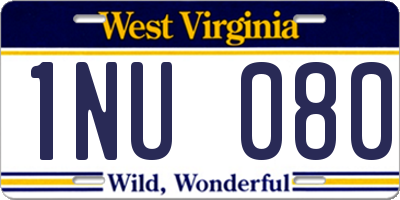 WV license plate 1NU080