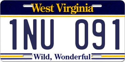 WV license plate 1NU091