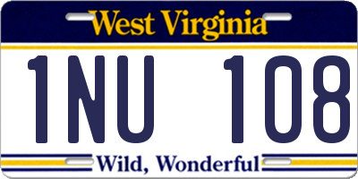 WV license plate 1NU108