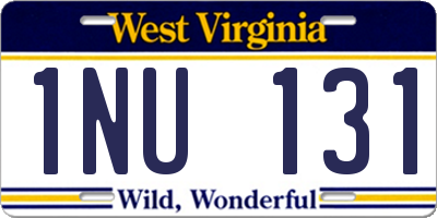 WV license plate 1NU131