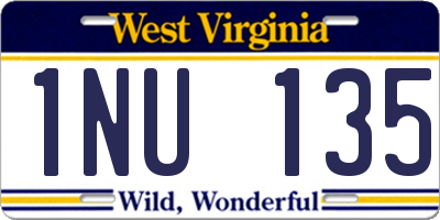 WV license plate 1NU135