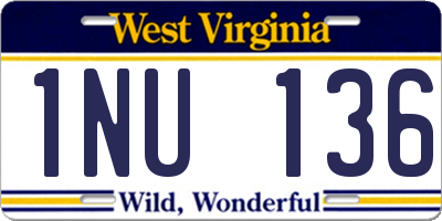WV license plate 1NU136