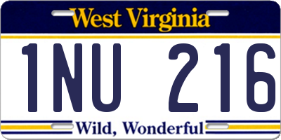 WV license plate 1NU216