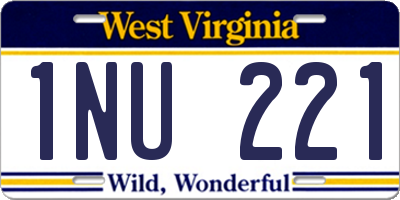 WV license plate 1NU221