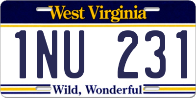 WV license plate 1NU231