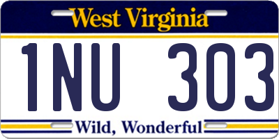 WV license plate 1NU303