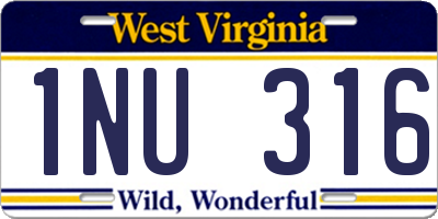 WV license plate 1NU316