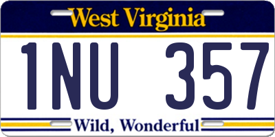 WV license plate 1NU357