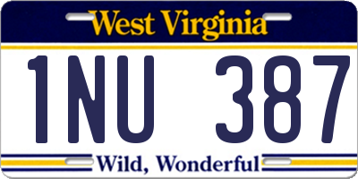 WV license plate 1NU387
