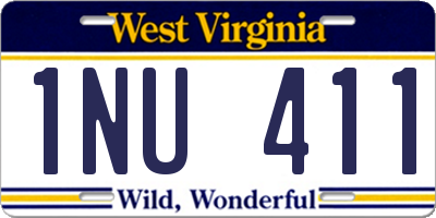 WV license plate 1NU411