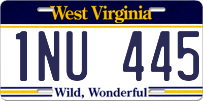 WV license plate 1NU445
