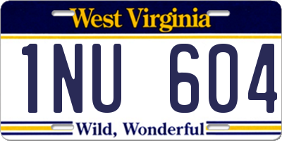 WV license plate 1NU604