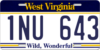 WV license plate 1NU643