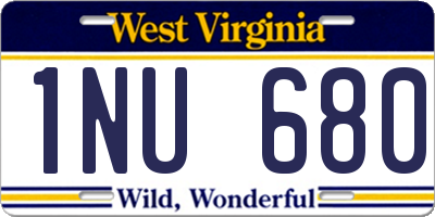 WV license plate 1NU680