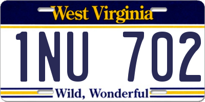 WV license plate 1NU702