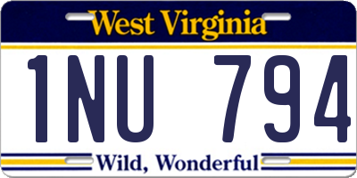 WV license plate 1NU794