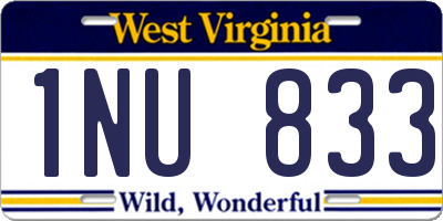 WV license plate 1NU833