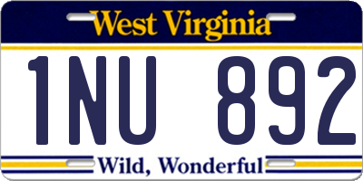 WV license plate 1NU892