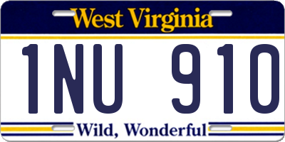 WV license plate 1NU910