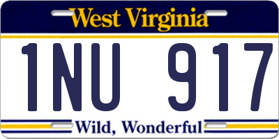WV license plate 1NU917
