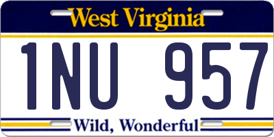 WV license plate 1NU957