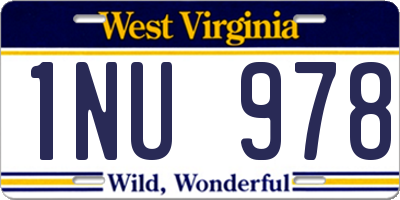 WV license plate 1NU978