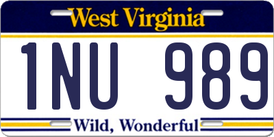WV license plate 1NU989