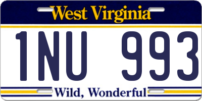 WV license plate 1NU993