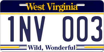WV license plate 1NV003