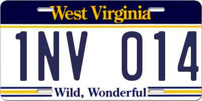 WV license plate 1NV014
