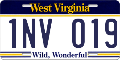 WV license plate 1NV019