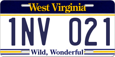 WV license plate 1NV021