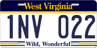 WV license plate 1NV022