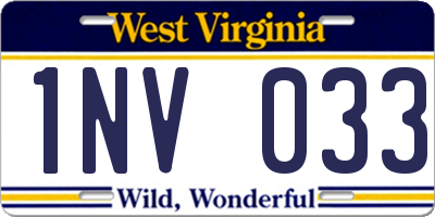 WV license plate 1NV033
