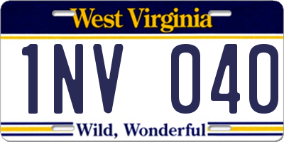 WV license plate 1NV040