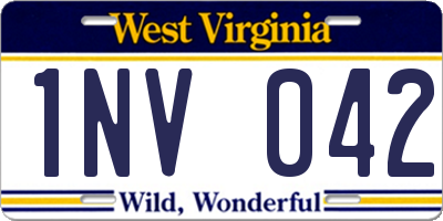 WV license plate 1NV042